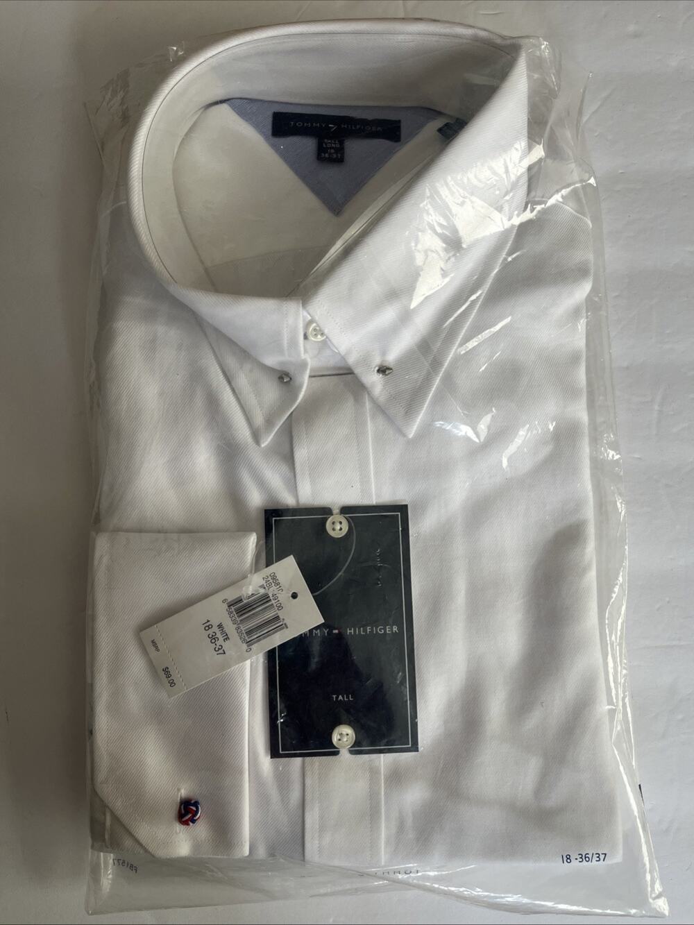 Tommy Hilfiger Mens XXL Shirt White Oxford Button Down Classic 18/36-37 Tall NWT